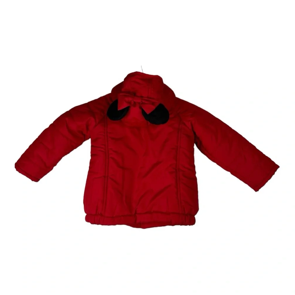 Disney Junior Toddler Minnie Mouse Red Puffer‎ Coat Jacket Size 2T With Ears Bow